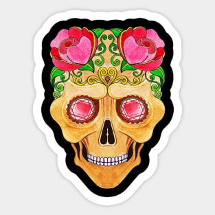 Sugarskull fancy vintage and ruby day of the dead. Sticker